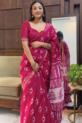Floral Print, Geometric Print, Printed, Woven Bollywood Chiffon Saree (Light Blue)
